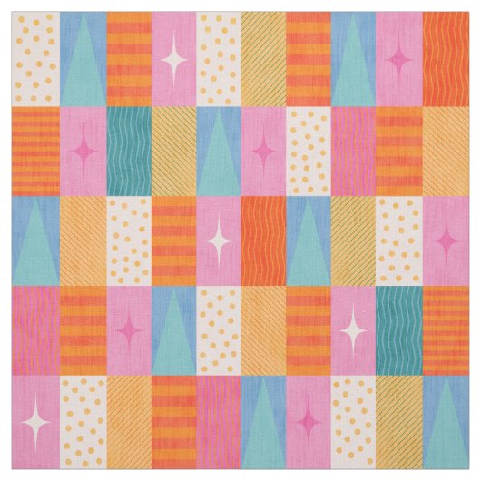 Cozy Winter Holiday Geometric Patchwork. ファブリック (見本)