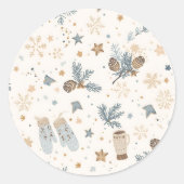 Cozy Winter Magic | Elegant Minimalist Winter Desi ラウンドシール (正面)