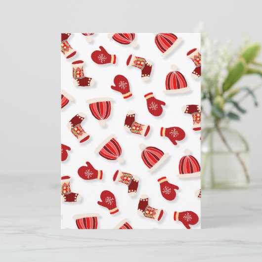 Cozy Winter Mittens and Hats white 招待状 (スタンド正面)