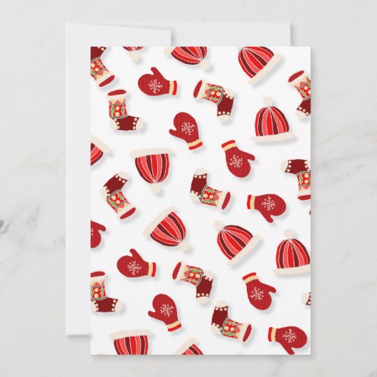 Cozy Winter Mittens and Hats white 招待状 (裏面)