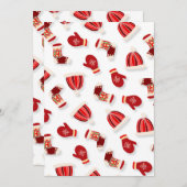 Cozy Winter Mittens and Hats white 招待状 (正面/裏面)