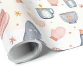 Cozy Winter Mittens & Mug Watercolor Pattern  ラッピングペーパー (ロールコーナー)