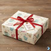 Cozy Winter Mug Mitten Pattern "Happy New Year" ラッピングペーパーシート