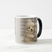 Cozy Winter Mug with Puppy and Kitten Illustration モーフィングマグカップ (正面右)
