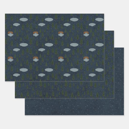 Cozy Winter Night Pattern Wrapping Paper Set ラッピングペーパーシート (セット)
