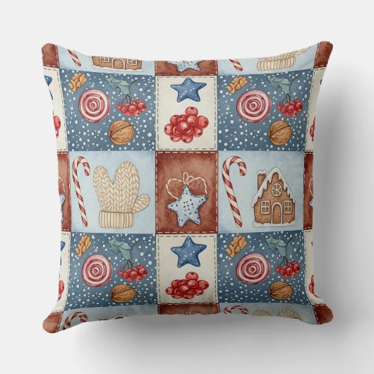 Cozy Winter Patchwork Christmas クッション (裏面)