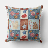 Cozy Winter Patchwork Christmas クッション (正面)