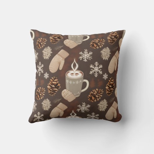 Cozy Winter Pattern-Minimalist Aesthetic Art クッション (裏面)