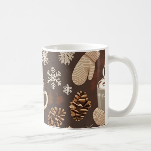 Cozy Winter Pattern-Minimalist Aesthetic Art コーヒーマグカップ (右)