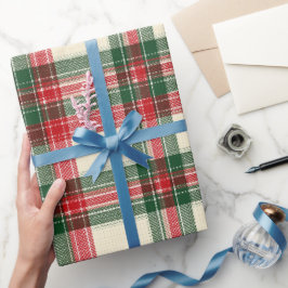 Cozy Winter Red Green Holiday Plaid Pattern ラッピングペーパー