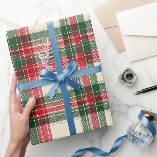 Cozy Winter Red Green Holiday Plaid Pattern ラッピングペーパー (ギフト)