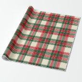 Cozy Winter Red Green Holiday Plaid Pattern ラッピングペーパー (アンロールド)