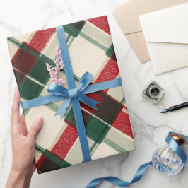 Cozy Winter Red Green Holiday Plaid Pattern ラッピングペーパー