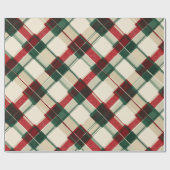 Cozy Winter Red Green Holiday Plaid Pattern ラッピングペーパー (フラット)