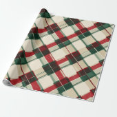 Cozy Winter Red Green Holiday Plaid Pattern ラッピングペーパー (アンロールド)