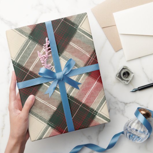 Cozy Winter Red Green Holiday Plaid Pattern ラッピングペーパー (ギフト)
