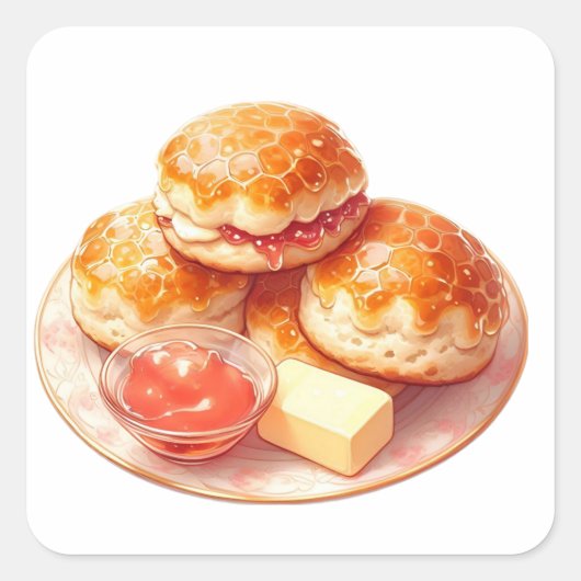 Cozy Winter Scones Sticker – Jam & Butter スクエアシール (正面)