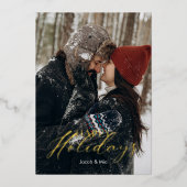 Cozy Winter Snow Full Photo Gold Script 箔シーズンカード (正面)