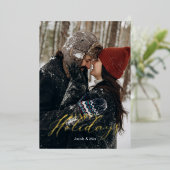 Cozy Winter Snow Full Photo Gold Script 箔シーズンカード (立ち正面)