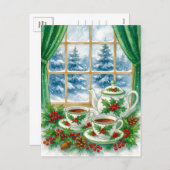 Cozy Winter Tea by the Window Postcard シーズンポストカード (正面/裏面)