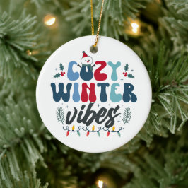 Cozy Winter Vibes Photo Christmas セラミックオーナメント
