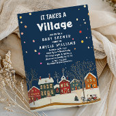 Cozy Winter Village Baby Shower 招待状