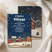 Cozy Winter Village Baby Shower 招待状
