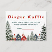 Cozy Winter Village Diaper Raffle Card Festive エンクロージャーカード (正面)