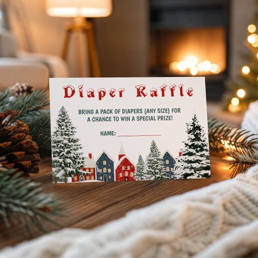 Cozy Winter Village Diaper Raffle Card Festive エンクロージャーカード