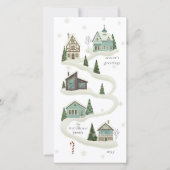 Cozy Winter Village Family Christmas Holiday Card (正面)
