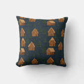 Cozy Winter Village Pattern Throw Pillow クッション (正面)
