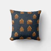 Cozy Winter Village Pattern Throw Pillow クッション (正面)