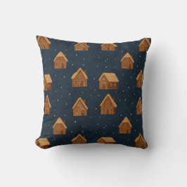 Cozy Winter Village Pattern Throw Pillow クッション