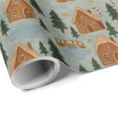 Cozy Winter Village Pattern Wrapping Paper ラッピングペーパー (ロールコーナー)