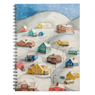 Cozy Winter Village Watercolor ノートブック