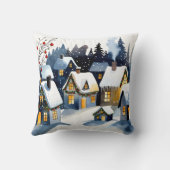 Cozy Winter Village Watercolor Christmas クッション (裏面)