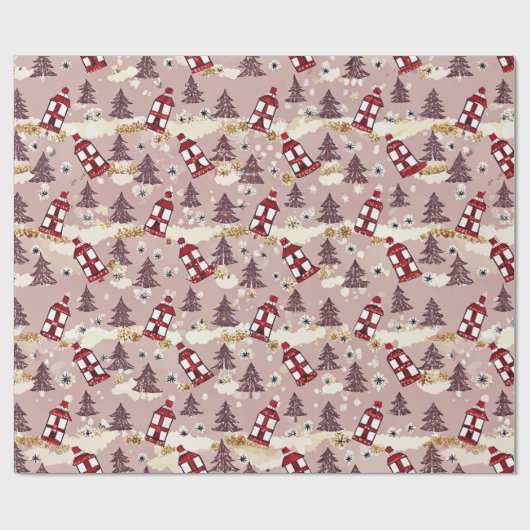 Cozy Winter Village Wrapping Paper ラッピングペーパー (フラット)