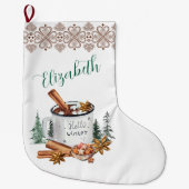 Cozy Winter White Simple Holiday ラージクリスマスストッキング (正面)