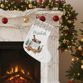 Cozy Winter White Simple Holiday ラージクリスマスストッキング