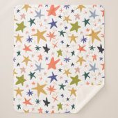 Cozy Winter With Vibrant Colorful Star Pattern シェルパブランケット (正面)