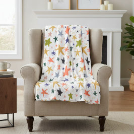 Cozy Winter With Vibrant Colorful Star Pattern フリースブランケット