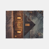  Cozy Winter Wonderland Home with Bubbles フリースブランケット (正面(横))