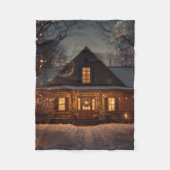  Cozy Winter Wonderland Home with Bubbles フリースブランケット (正面)