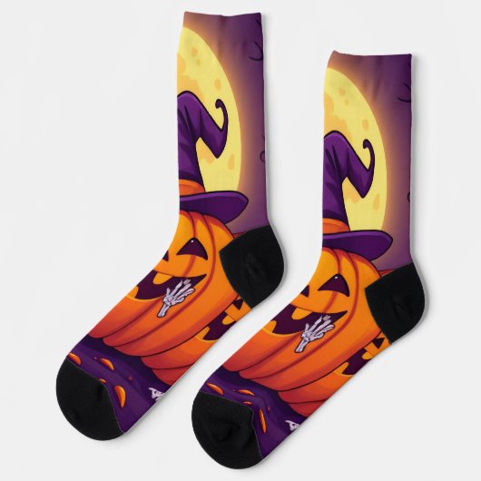 Cozy Witch Coffee Socks – Cute Halloween Magic ソックス (左)