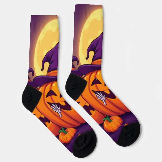 Cozy Witch Coffee Socks – Cute Halloween Magic ソックス (右)