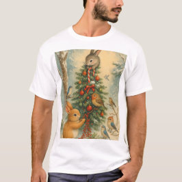 Cozy woodland bunny Christmas cute winter festive  Tシャツ