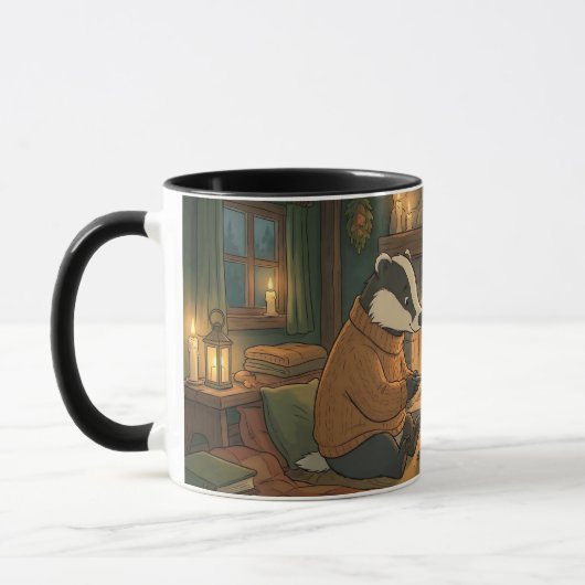 Cozy Woodland Campfire Animals Coffee Mug マグカップ (左)