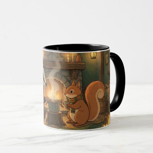 Cozy Woodland Campfire Animals Coffee Mug マグカップ (正面右)