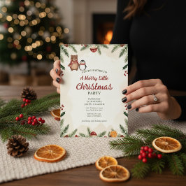 Cozy Woodland Christmas Party Invitation 招待状