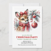 Cozy woodland deer Christmas kids invite digital  招待状 (正面)